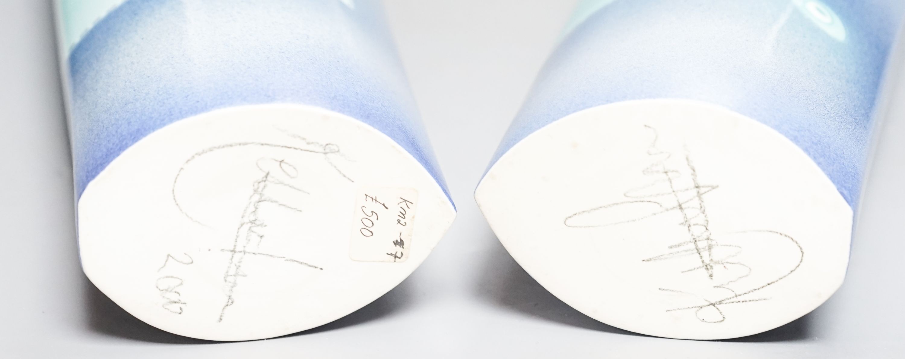 Kellie Millar, two tall sail-form vases, 60cm